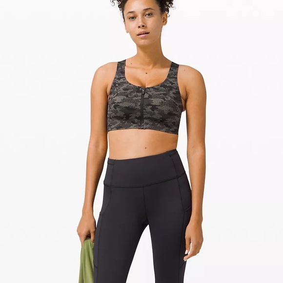 Lululemon Enlite Bra Camo Zip Front High Support Sports Bra Front Zip - Picture 1 of 12
